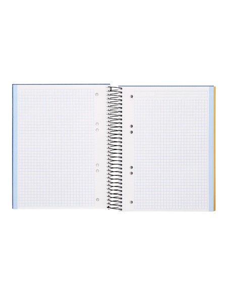 Cuaderno espiral liderpapel a5 micro papercoat tapa forrada 140h 75 gr cuadro5mm 5 bandas 6 taladros azul