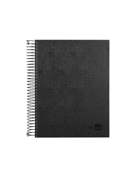Cuaderno espiral liderpapel a5 micro papercoat tapa forrada 140h 75gr cuadro5mm 5 banda s 6 taladros negro