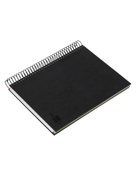 Cuaderno espiral liderpapel a5 micro papercoat tapa forrada 140h 75gr cuadro5mm 5 banda s 6 taladros negro