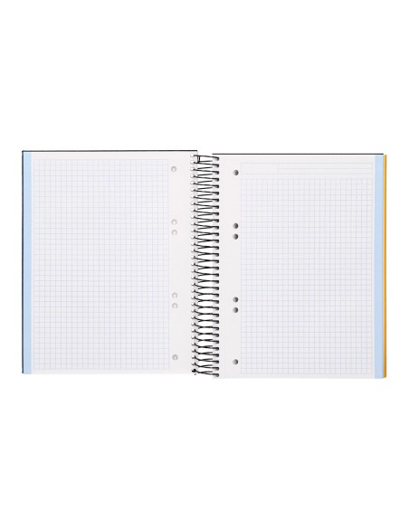 Cuaderno espiral liderpapel a5 micro papercoat tapa forrada 140h 75gr cuadro5mm 5 banda s 6 taladros negro