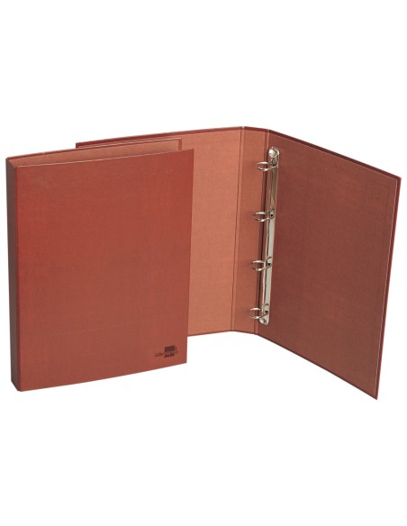 Carpeta de 4 anillas 25mm mixtas liderpapel folio carton cuero forrado compresor plastico