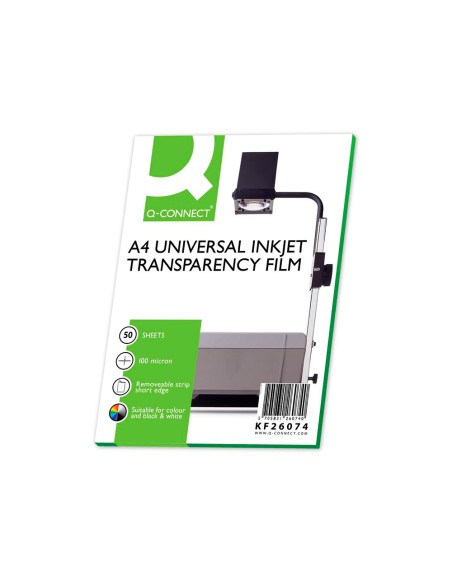 Transparencia q-connect din a4 de alta calidad kf26074 para ink-ket caja de 50 hojas