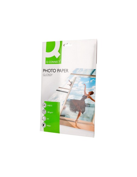 Papel q-connect foto glossy kf01103 din a4 digital photo para ink-jet bolsa de 20 hojas de 180 gr