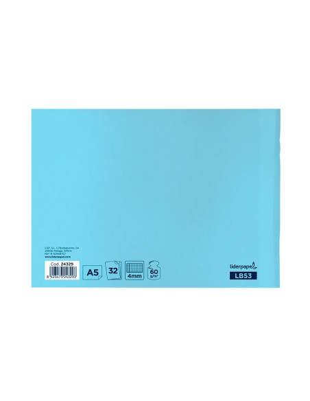 Libreta liderpapel smart a5 apaisado 32h 60gr cuadro 4mm con margen