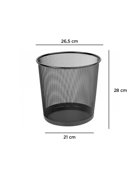 Papelera metalica q-connect rejilla negra 265x285 mm