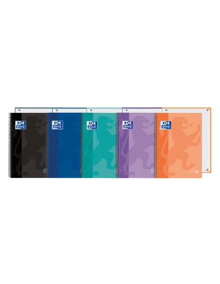 Cuaderno espiral oxford europeanbook 1 school tapa plastico din a4+ 80 hojas cuadro 5 mm colores surtidos