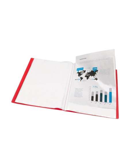 Carpeta liderpapel escaparate 40 fundas polipropileno din a3 rojo translucido