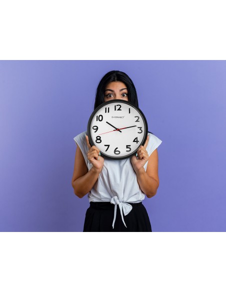 Reloj q-connect de pared plastico oficina redondo 34 cm marco negro