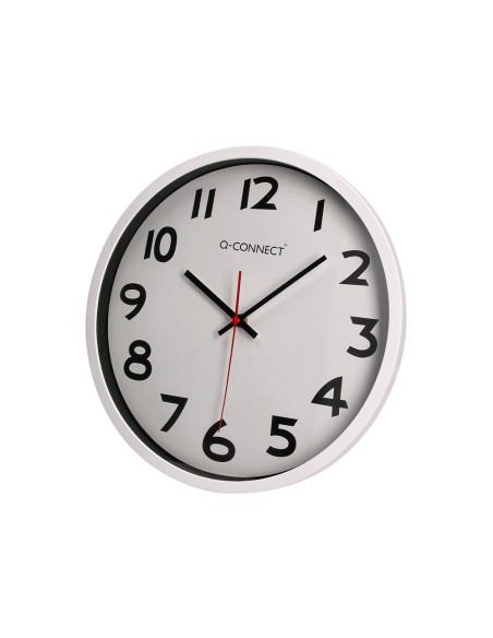 Reloj q-connect de pared plastico oficina redondo 34 cm marco blanco