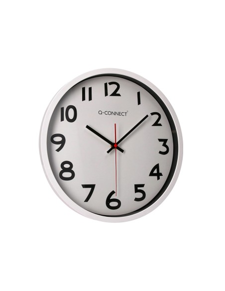 Reloj q-connect de pared plastico oficina redondo 34 cm marco blanco