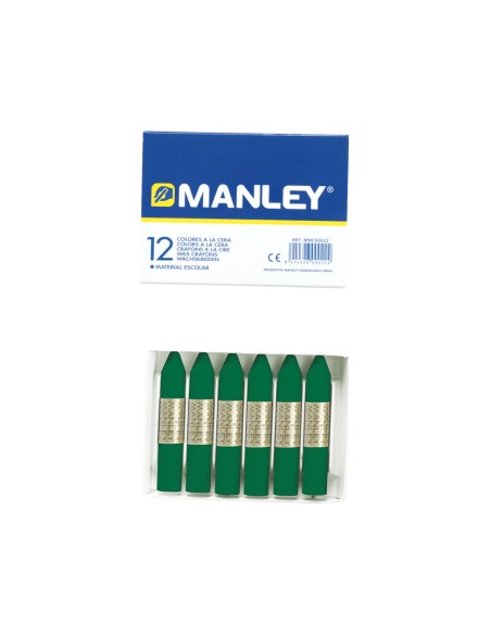 Lapices cera manley unicolor verde esmeralda n.24 caja de 12 unidades