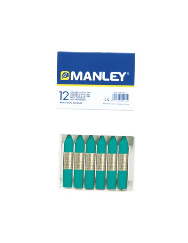 Lapices cera manley unicolor verde turquesa...