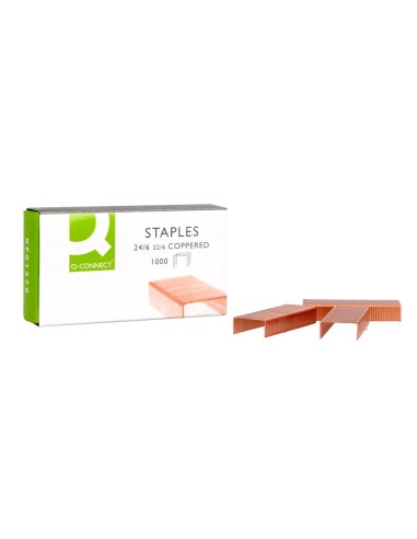 Grapas q-connect nº 22/6 24/6 cobreadas caja de...