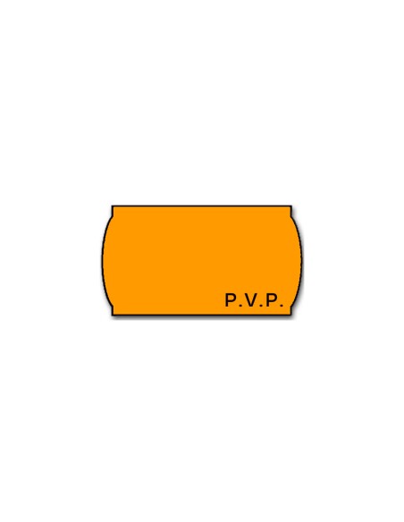 Etiquetas meto onduladas 32x19 mm pvp adh.2 fluor naranja rollo 1000 etiquetas
