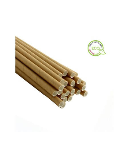 Sorbete bunzl papel kraft marron reciclado 6x200 mm caja de 100 unidades