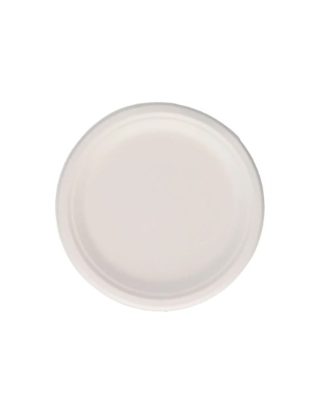 Plato fibra caña azucar bunzl biodegradable 17 cm pack de 50apto alimentos frios y calientes color blanco