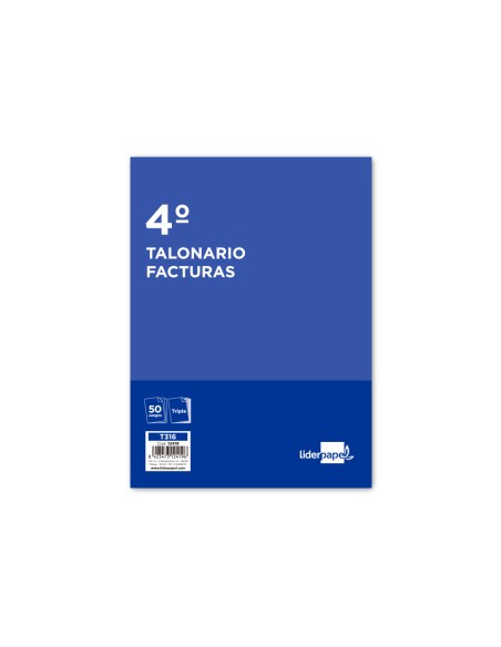 Talonario liderpapel facturas cuarto original y 2 copias t316 con i.v.a.