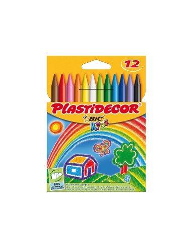 Lapices cera plastidecor caja de 12 colores...