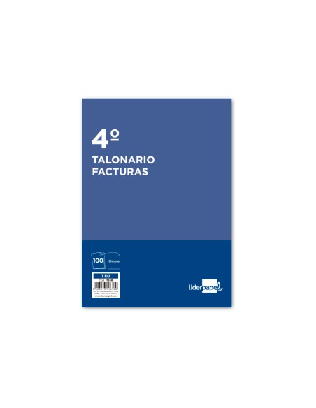 Talonario liderpapel facturas cuarto original t117 sin i.v.a