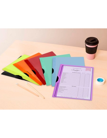 Carpeta liderpapel dossier pinza lateral polipropileno din a4 naranja fluor opaco 30 hojas pinza deslizante