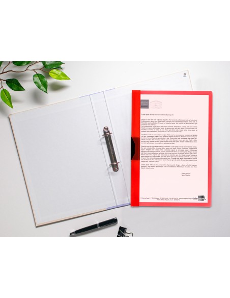 Carpeta liderpapel dossier pinza lateral polipropileno din a4 rojo translucido 30 hojas pinza deslizante