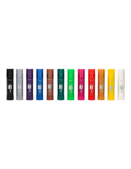 Tempera solida en barra liderpapel escolar 10 g caja de 12 colores surtidos