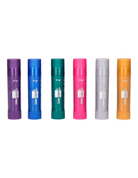 Tempera solida en barra liderpapel escolar 10 g caja de 6 colores surtidos