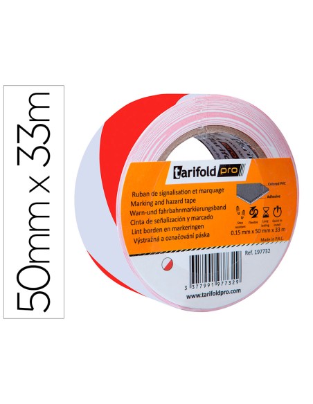 Cinta adhesiva djois seguridad para marcaje y señalizacion de suelo 33 m x 50 mm color blanco/rojo