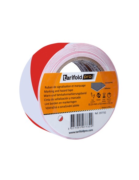 Cinta adhesiva djois seguridad para marcaje y señalizacion de suelo 33 m x 50 mm color blanco/rojo