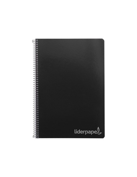 Cuaderno espiral liderpapel folio witty tapa dura 80h 75gr cuadro 4mm con margen color negro