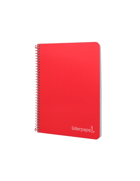 Cuaderno espiral liderpapel cuarto witty tapa dura 80h 75gr cuadro 4mm con margen color rojo