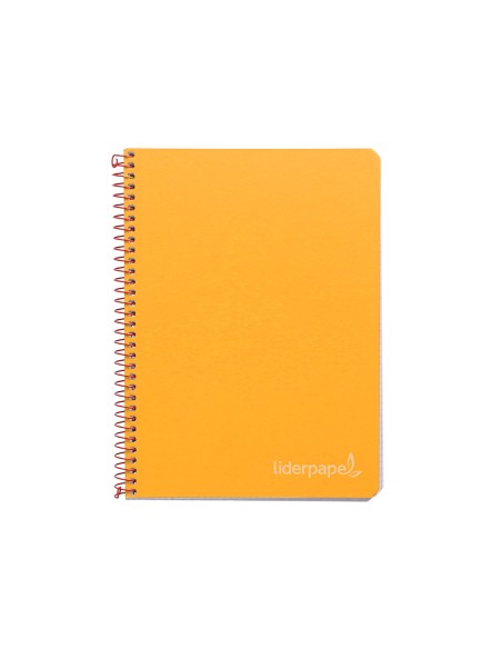 Cuaderno espiral liderpapel cuarto witty tapa dura 80h 75gr cuadro 4mm con margen color naranja