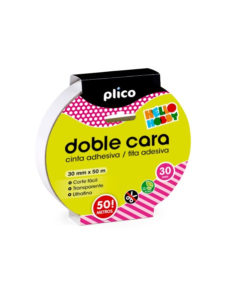 Cinta adhesiva plico doble cara transparente 50 m x 30 mm