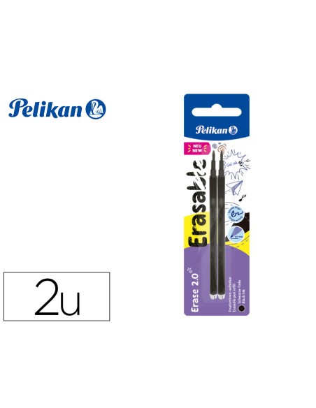 Recambio roller pelikan erase 2.0 color negro blister de 2 unidades