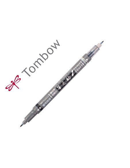 Rotulador tombow fudenosuke tinta base de agua doble punta blanda color gris/negro