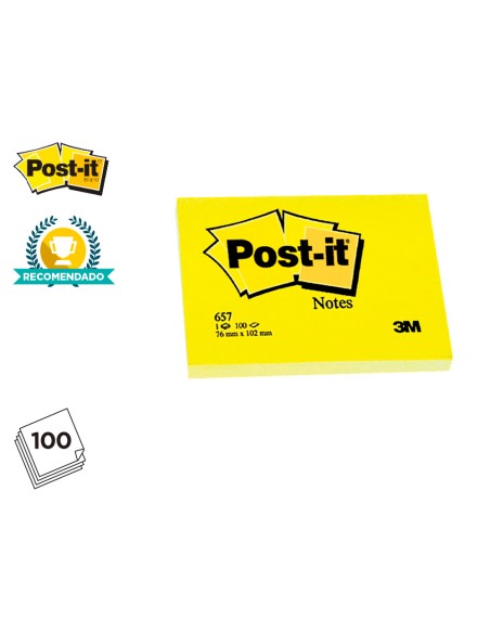 Bloc de notas adhesivas quita y pon post-it 38x51 mm con 100 hojas 653e