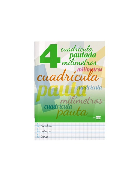 Libreta liderpapel pautaguia tapa cartoncillo 32 hojas din a4 70gr cuadriculado pautado 4 mm