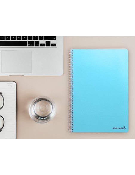 Cuaderno espiral liderpapel folio smart tapa blanda 80h 60gr cuadro 5mm con margen colores surtidos
