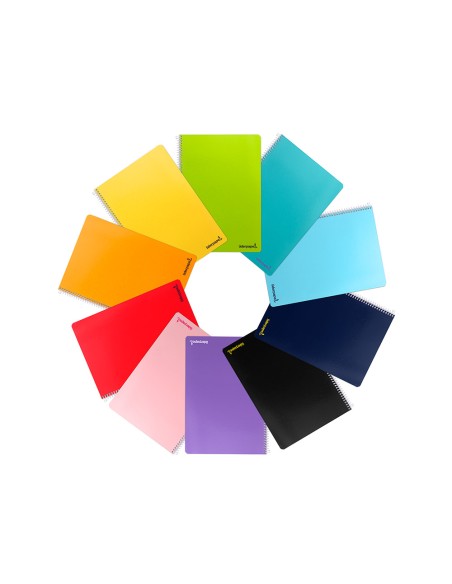 Cuaderno espiral liderpapel a4 micro smart tapa blanda 80h 60gr horizontal 7mm doble margen 4 taladros colores