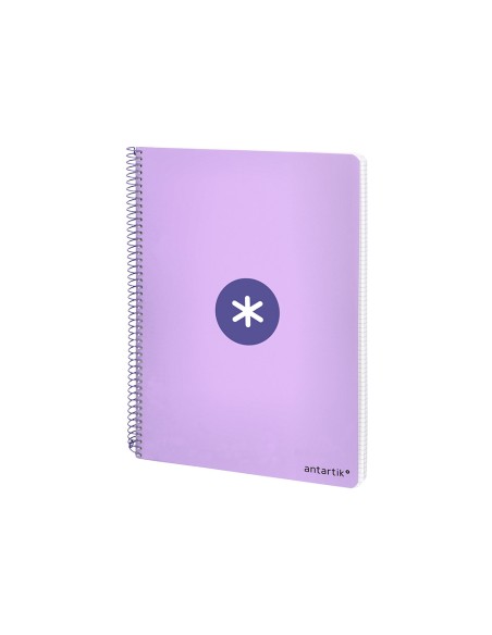 Cuaderno espiral antartik a4 micro tapa dura 80h 100 gr cuadro 5 mm sin bandas 4 taladros color lavanda