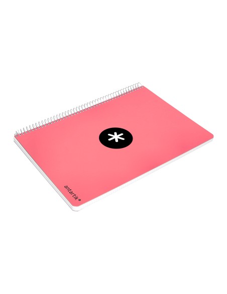 Cuaderno espiral antartik a4 micro tapa dura 80 h 100 gr cuadro 5mm sin bandas 4 taladros color coral