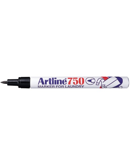 Rotulador artline marcador permanente lavable para textil ek-750 negro punta redonda 0,7 mm