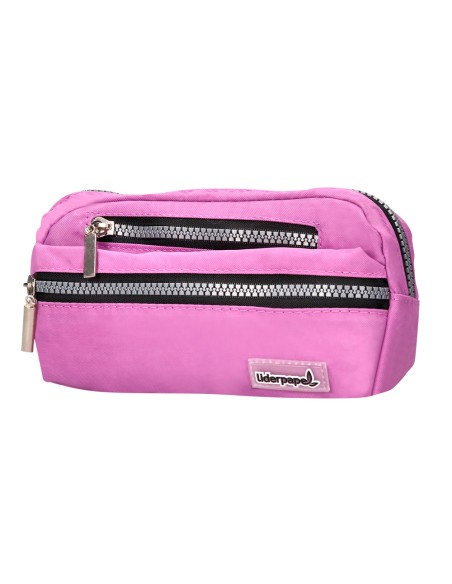 Estuche portatodo liderpapel ovalado 3 bolsillos violeta pastel 195x40x100 mm