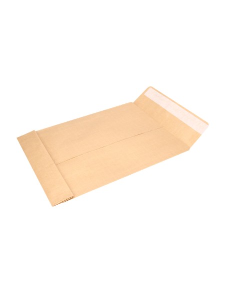 Sobre liderpapel bolsa fuelle kraft 250x353x30 mm solapa tira de silicona papel 120gr cajade 50 unidades