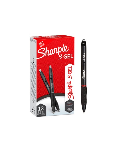 Boligrafo sharpie retractil tinta gel punta 0,7 mm color rojo