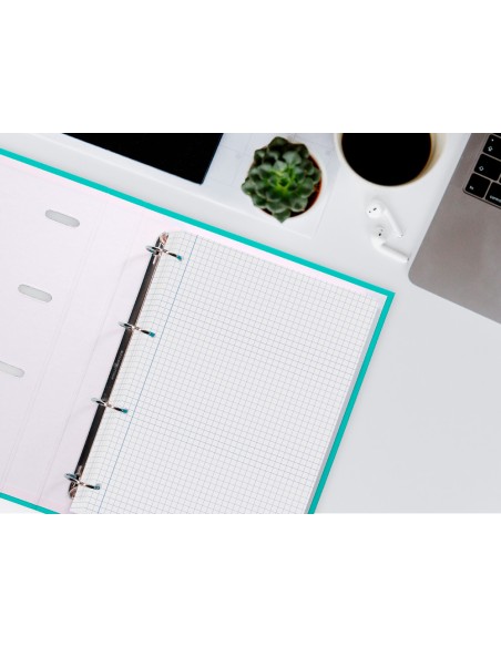 Recambio liderpapel a4 100 hojas 60g/m2 cuadro 6 mm 4 taladros con margen