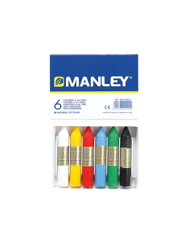 Lapices cera manley caja de 6 colores surtidos