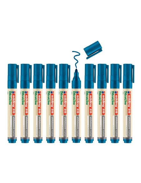 Rotulador edding 28 para pizarra blanca ecoline 90% reciclado color azul punta redonda 1,5-3 mm recargable
