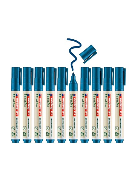 Rotulador edding 21 marcador permanente ecoline 90% reciclado color azul punta redonda 1,5-3 mm recargable