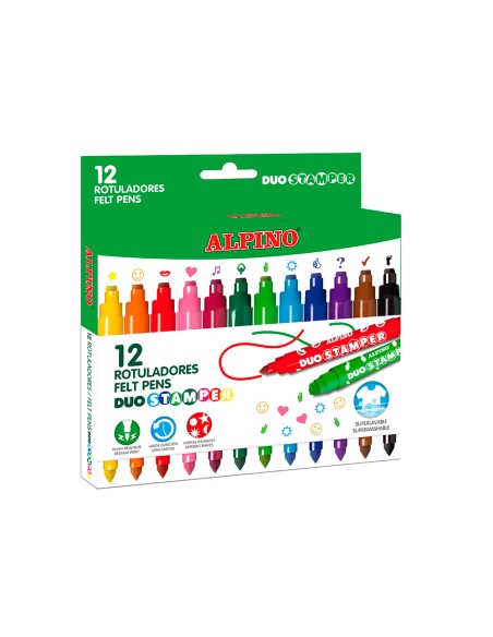 Rotulador alpino duo stamper caja de 12 unidades colores surtidos